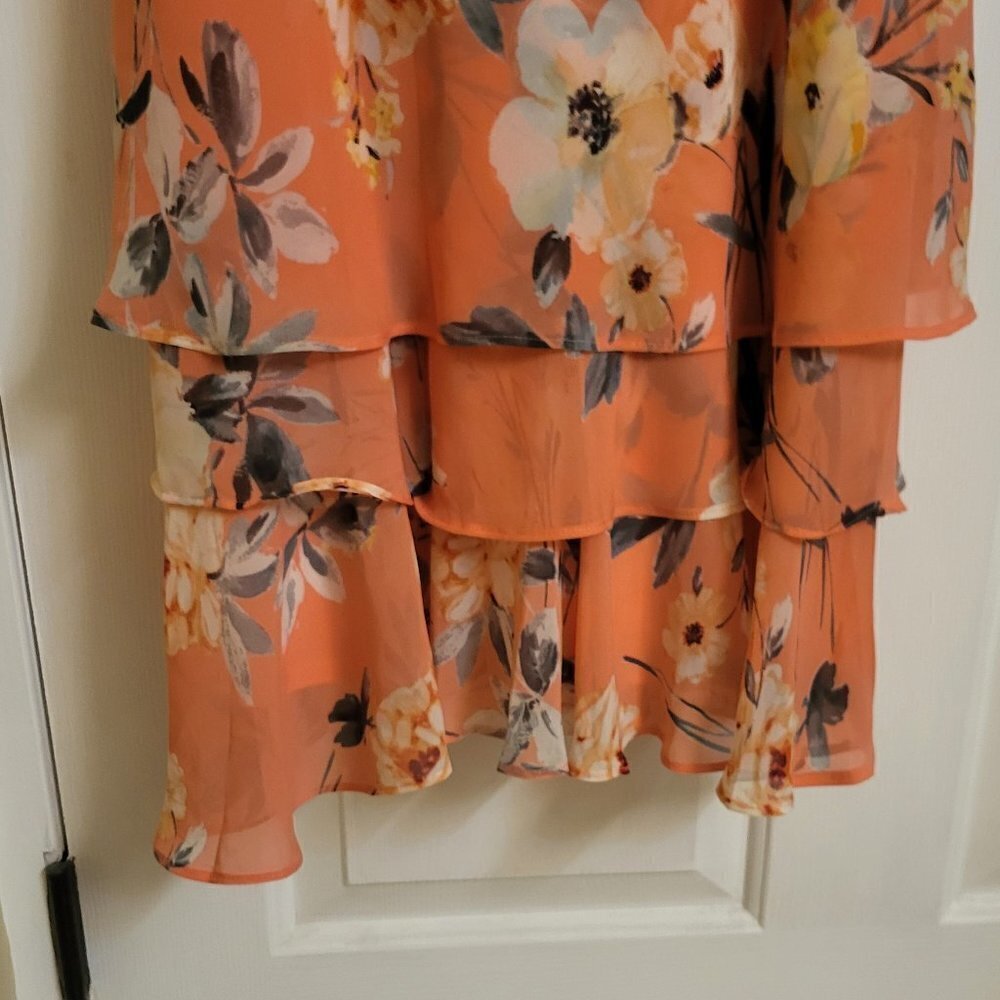 Robbie Bee Sleeveless Floral Chiffon Keyhole Neck Dress Size 12 NWT - Picture 6 of 12